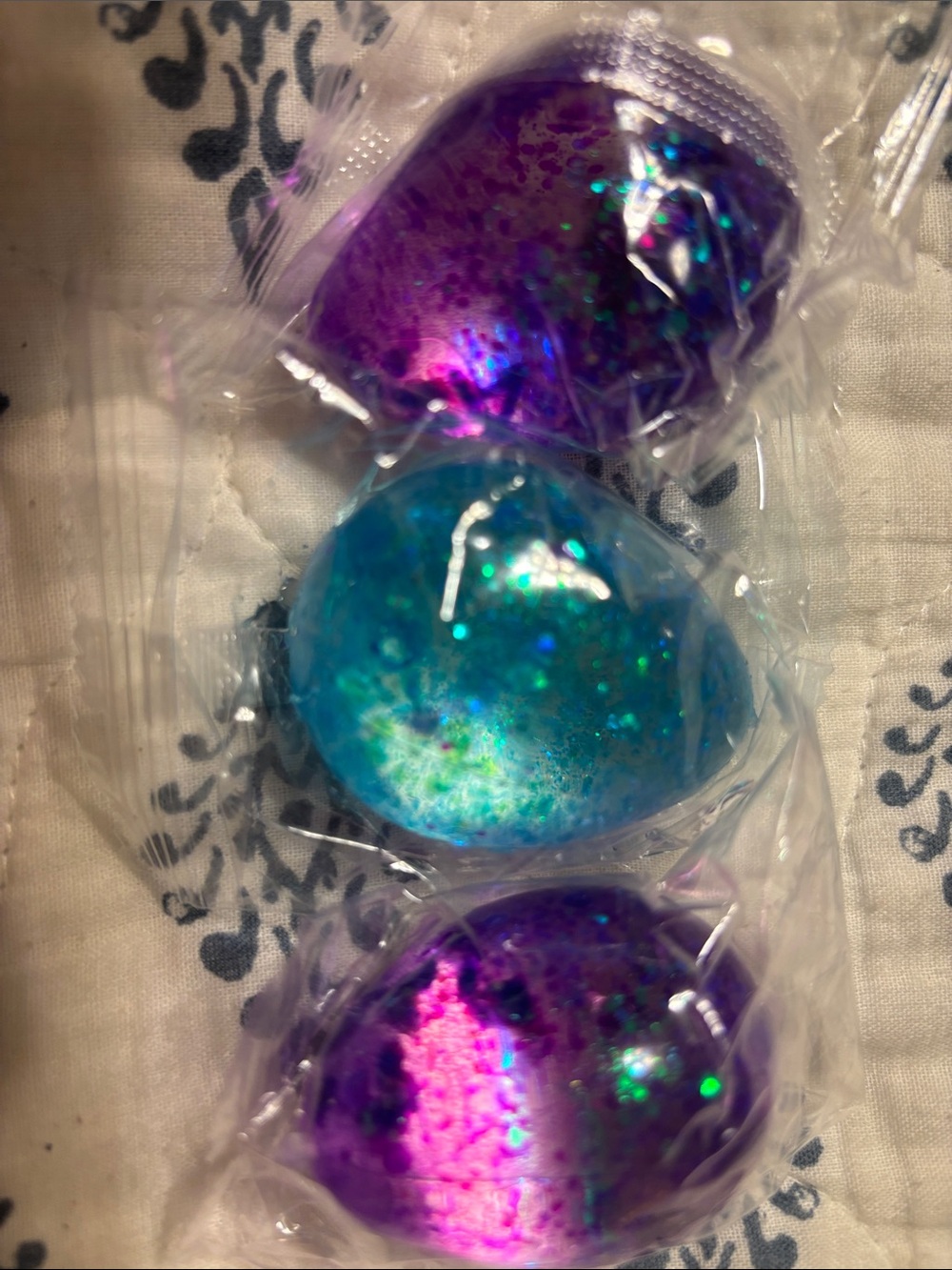 Iridescent Kids Play Eggs - Purple & Blue Sparkle